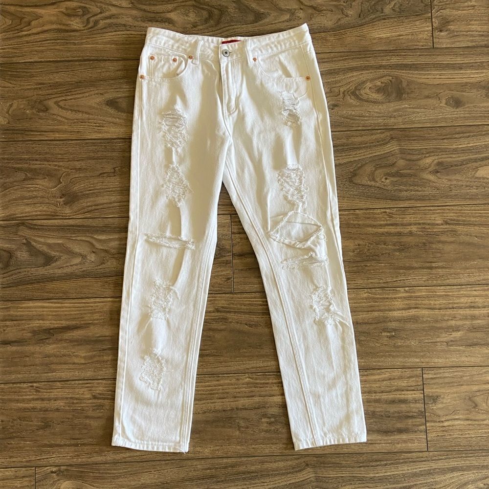 Signature 8 Distressed Skinny White Pant || size Medium